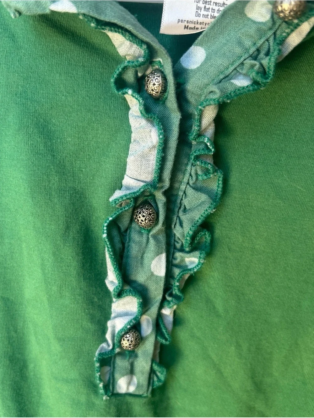 Persnickety Girls Clothes Toddler Long Sleeve Top T-Shirt 6 Green USA Made.